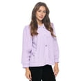thumbnail image 2 of Casual Nights Women's Button Front Jacquard Terry Fleece Sleep Bed Jacket Top with Pockets, 2 of 5
