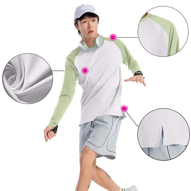 Blusas y camisas de manga larga con cuello redondo para hombre, color liso, para correr al aire libre, manga larga, cuello redondo, sudadera con capucha para ejercicio, top de poliéster para hombre.