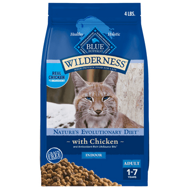 Blue Buffalo Wilderness Natural High-Protein, Grain-Free Dry Cat Food, Chicken, 4-lb. Bag