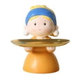 thumbnail image 2 of Figura decorativa de niña con pendientes de perla, bandeja de tocador, cosmética de frutas. 18cmx17cmx21cm, 2 of 9