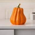 thumbnail image 2 of Ceramic Pumpkin Decor, Tabletop Home Decor Halloween Thanksgiving Accent Sturdy Stylish for Parties, Artificial Orange Ceramic Pumpkins Halloween Pumpkin Figurines,3.9x5.1 Inch, 2 of 7