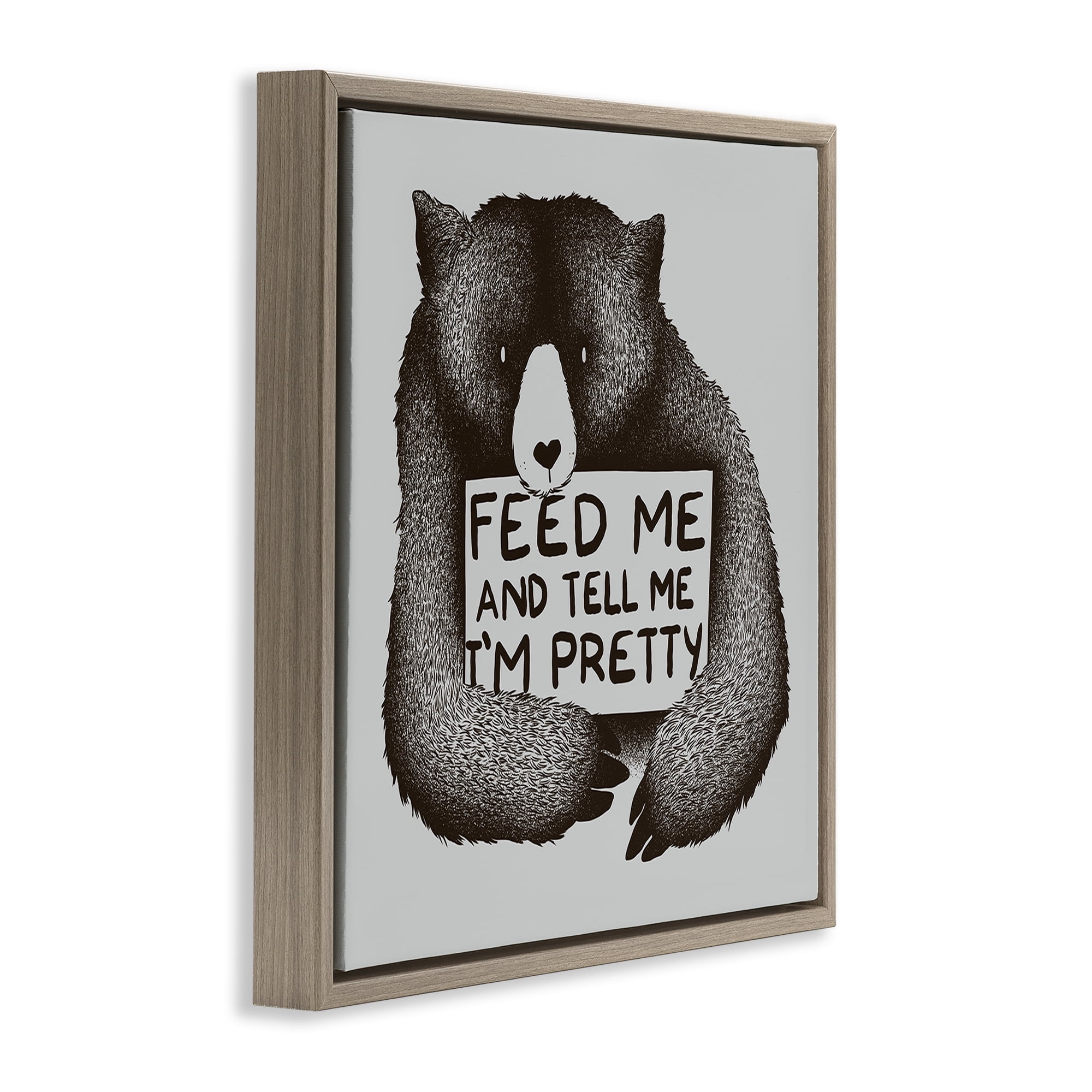 Stupell Industries Feed & Tell Me I'm Pretty Brown Framed Floater Canvas Wall Art, design by Tobe Fonseca