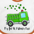 thumbnail image 4 of Inktastic My 1st St. Patrick's Day Green Fire Truck with Clovers Boys or Girls Baby Bib, 4 of 4