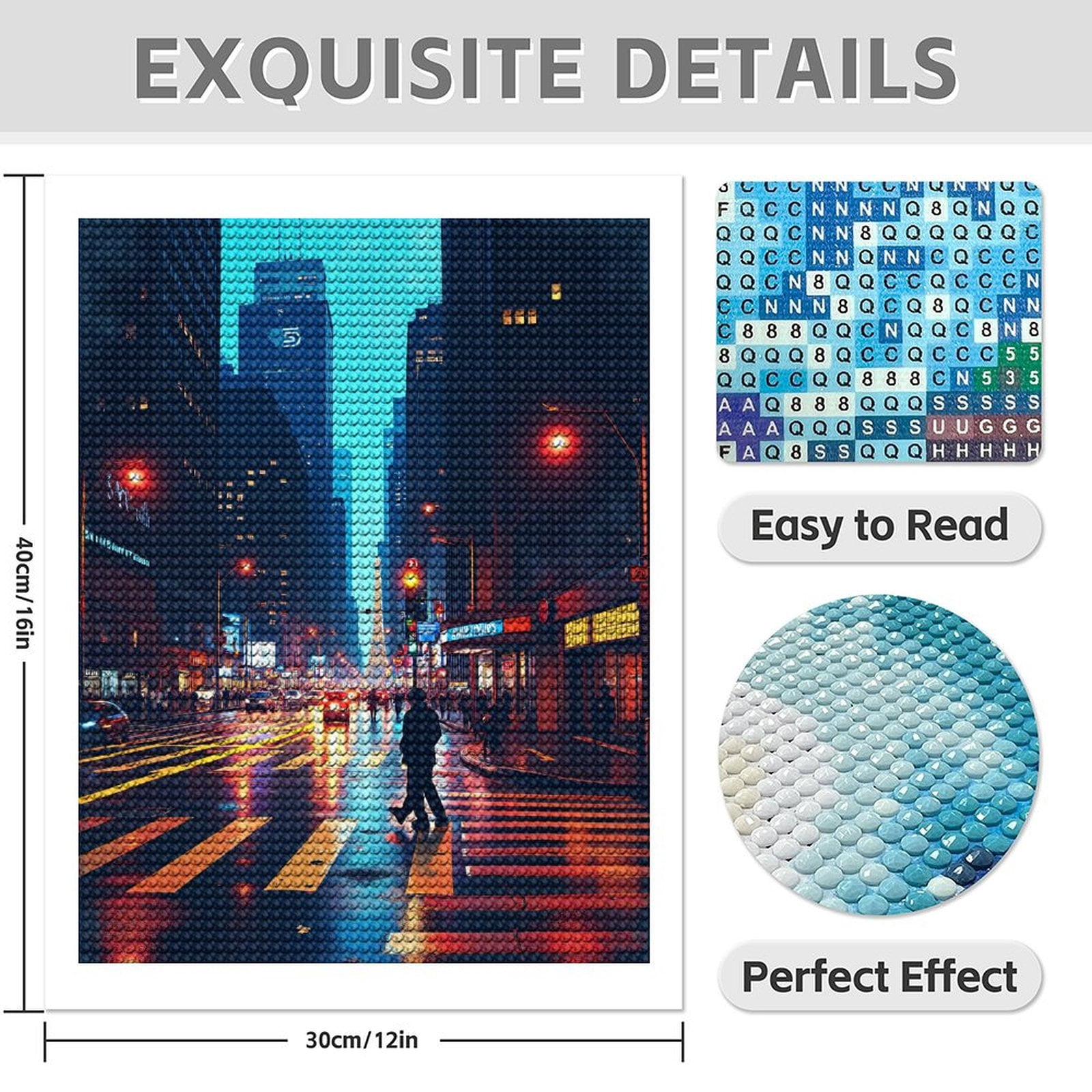 Diamond Art Kits for Adults - Cool Cyberpunk Cityscape Print No.76 5D Frameless Dimond Painting Kit for Adults Beginner, Round Diamond Kits for Home Wall Decor, Gift for Women