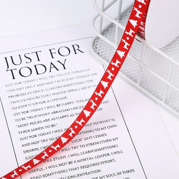 100 Yards*1cm Christmas Ribbon for Crafts Thin Grosgrain Ribbon Christmas Ribbon for Gift Wrapping DIY Holiday Xmas Decorations Hair Bow Festival Holiday Party