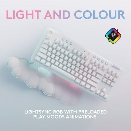 Logitech - G715 Aurora Collection TKL Wireless Mechanical Linear Switch Gaming Keyboard for PC/Mac with Palm Rest Included - White Mist