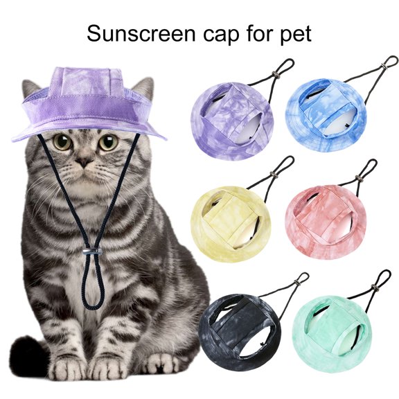 opvise Pet Hat with Ear Holes Adjustable Breathable Sun Dog Outdoor Hiking Summer Shade Baseball Hat Pet Accessories Blue