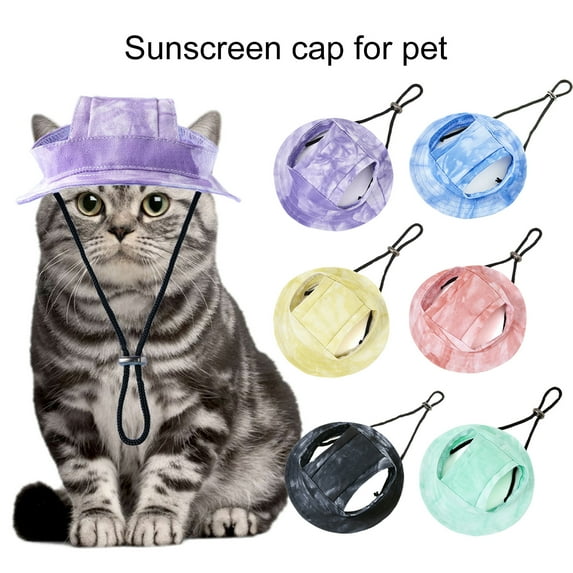 opvise Pet Hat with Ear Holes Adjustable Breathable Sun Protection Dog Outdoor Hiking Summer Shade Baseball Hat Pet Accessories Black