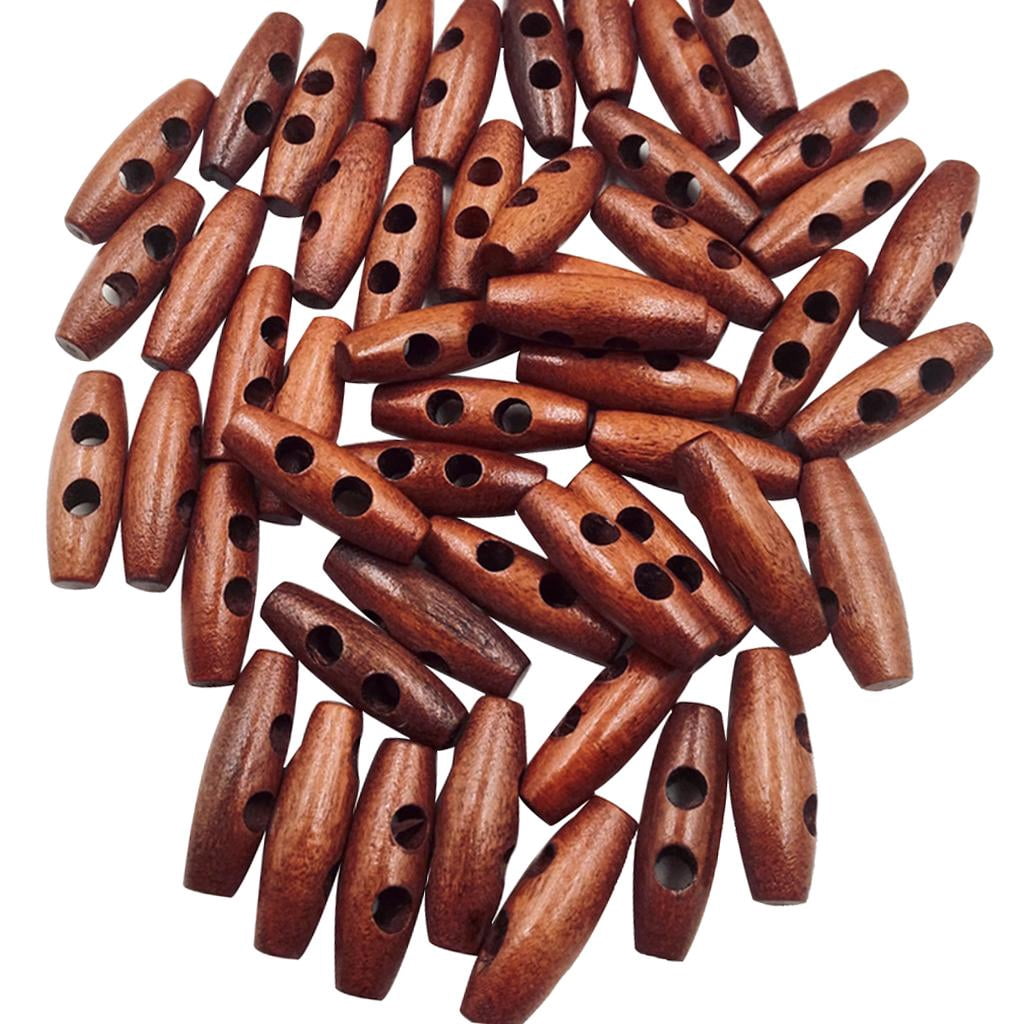 GUOOL 8x 50 Pieces Brown 2-Holes Olive Shape Wooden Buttons Sewing on Clothing Coat for Decoration