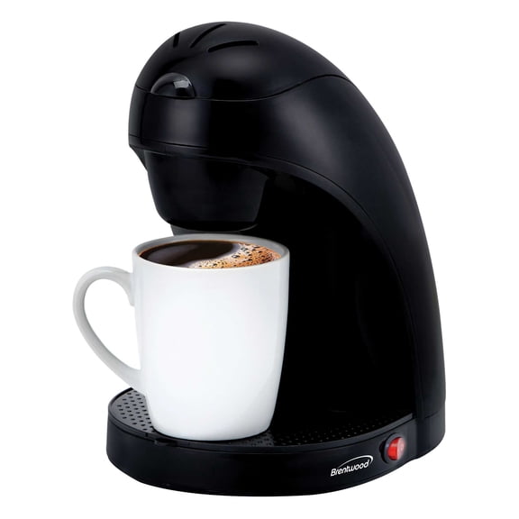 Brentwood 450-Watt Single-Serve Drip Coffee Maker with 10-Oz. Ceramic Mug, Black