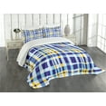 thumbnail image 3 of Ambesonne Yellow and Blue Quilted Bedspread Set 3 Pcs, Scottish Tartan, Queen Size, Pale Violet Blue, 3 of 5