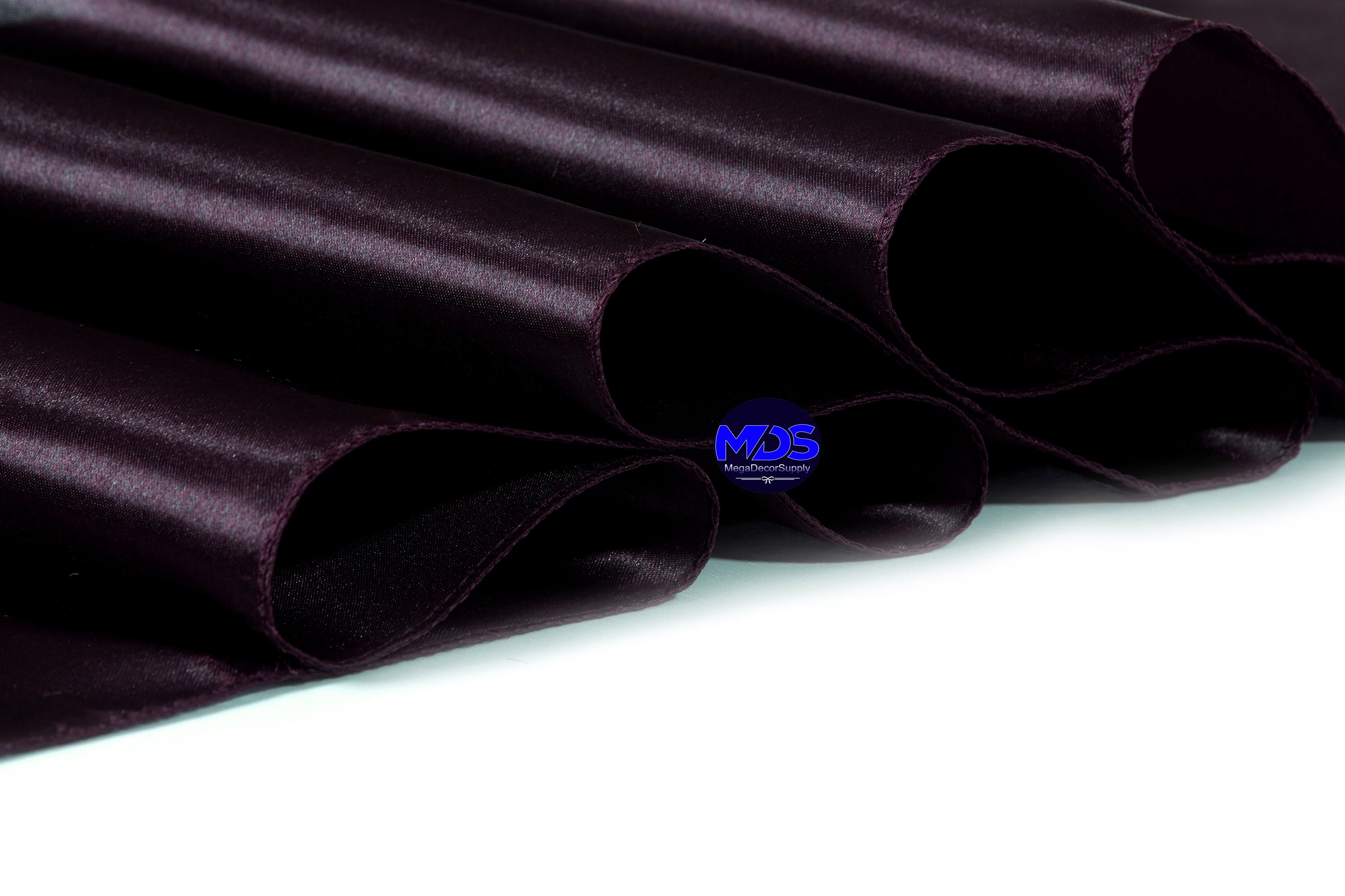 MDS Pack of 10 Wedding 12 x 108 inch Satin Table Runner for Wedding Banquet Decoration -Plum
