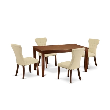 East West Furniture Dining Room Set Mahogany DUGA5-MAH-32