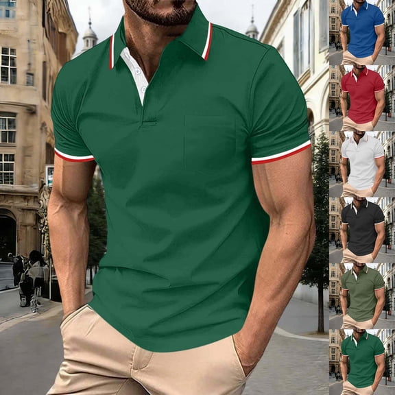 Men Polo Shirts Short Sleeve with Pocket Sport Wicking Shirts for Men Casual Athletic Collared T-Shirts Big and Tall Size S-5XL White