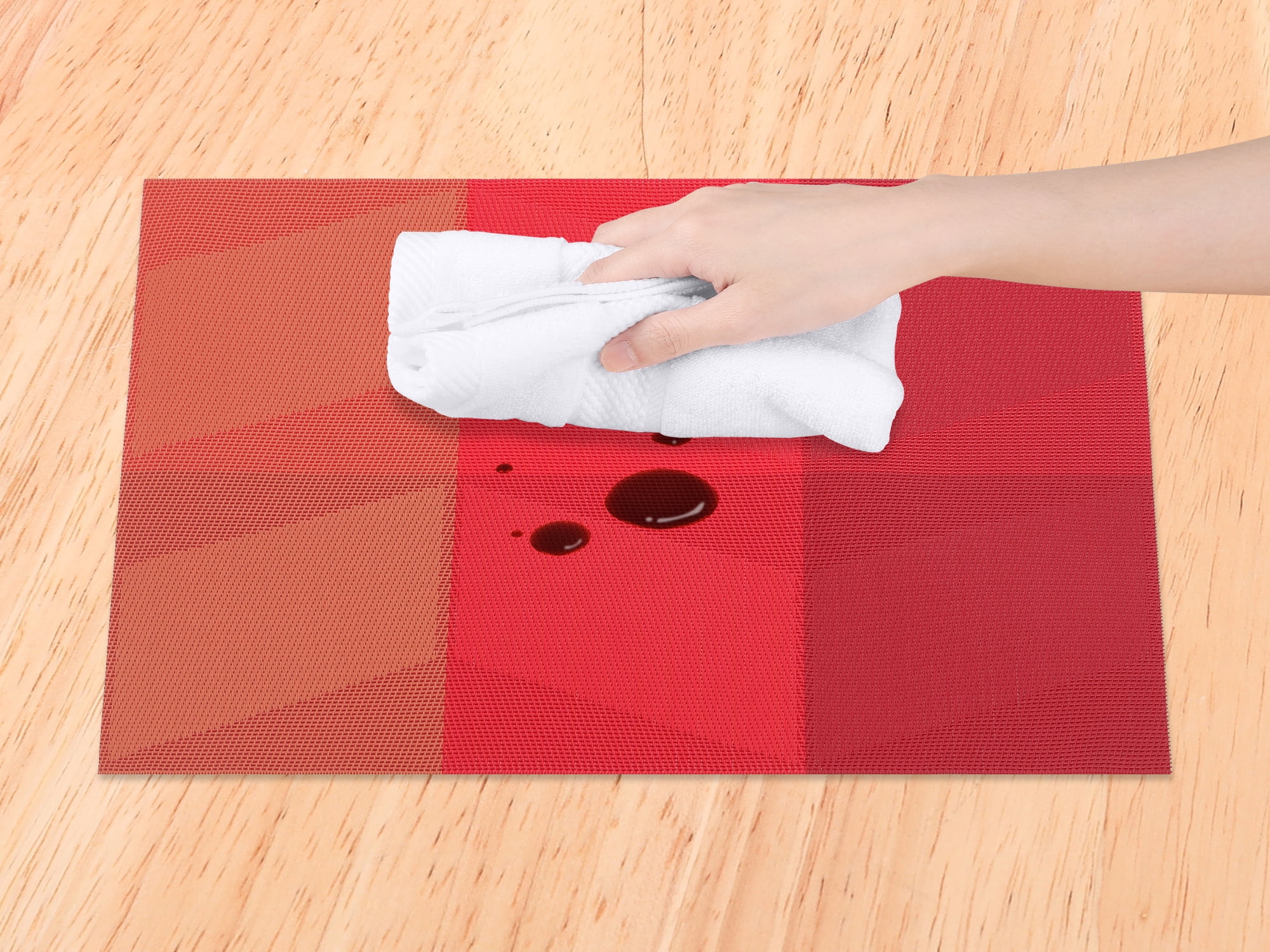 Unique Bargains Set of 6 Placemats for Dining Table Decor Wipeable Table Mat Red