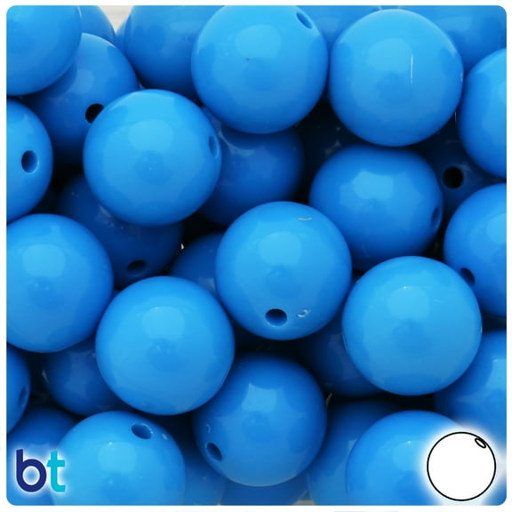 BeadTin Dark Blue Opaque 20mm Round Plastic Craft Beads (10pcs)