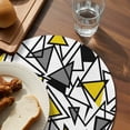 thumbnail image 3 of Yellow Black Geometric Round 13 Inch Placemats Set of 2, Abstract Art Modern Line HeatResistant Non Slip Place Mats for Dining Table, Wipeable Braided Kitchen Table Mats for Housewarming, 3 of 9