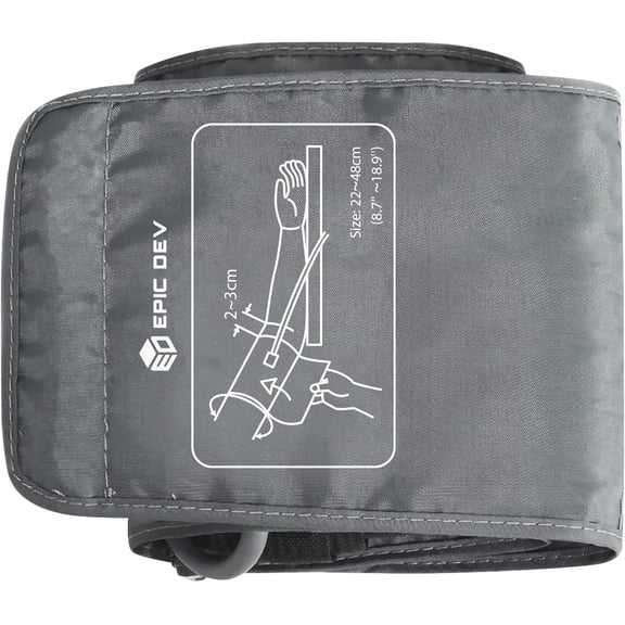 EpicDev 8.7''-18.9'' Blood Pressure Cuff Arm, XL Blood Pressure Cuff Replacement - Easy to Use BP Cuff with Velcro - Compatible with All EpicDev Blood Pressure Machine (BP Machine Not Included)