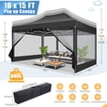 thumbnail image 3 of HOTEEL 10x15ft Pop-Up Gazebo Outdoor Canopy Tent with Adjustable Height, UV 50+ Sun Protection & Removable Mosquito Net - Waterproof Instant Shelter, Black, 3 of 8