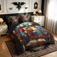 thumbnail image 2 of meiyoeat Fairy Dragon Full Size Bedding Sets for Girls Boys Girls, Castle Animal Full Size Bed in a Bag, Red Gold, Black Reversible, 7 Pieces, 2 of 5