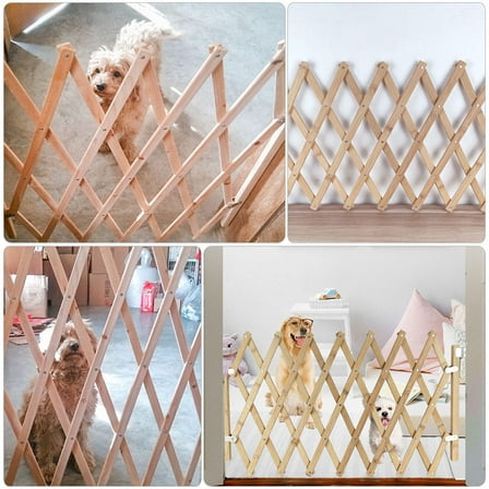 Soimiss Dog Barrier Wood Pet Barrier for Indoor Use in Khaki 1Set