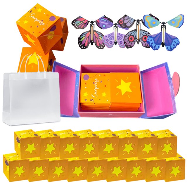 Caja de papel plegable Wdftyju creativa con bolsa de transporte sorpresa de cumpleaños