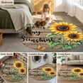 thumbnail image 6 of Sunflower Yellow Round Area Rug 5 FT, Non Slip Bedroom Area Rug, Sunshine Butterfly Farmhouse Wood Brown Washable Soft Circular Carpet Floor Mat for Kitchen Dining Room Foyer Balcony Dorm, 6 of 9