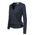 thumbnail image 3 of Made by Olivia Women's Classic Button Down Long Sleeve V-Neck Soft Knit Sweater Cardigan [S-3XL] Navy Blue M, 3 of 3