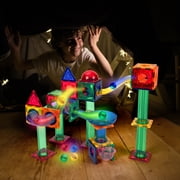 PicassoTiles LED Marbles for Marble Run Magnetic Tiles for Kids – 4PCS STEM Building Blocks Balls Toy