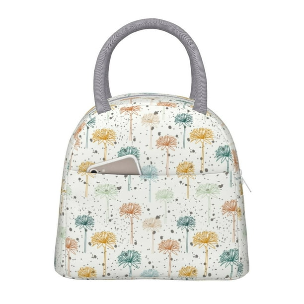 Balery Dandelion Bolsa de Almuerzo para Mujeres, Caja de Almuerzo, Bolsa de Almuerzo Pequeña Impermeable, Tote de Almuerzo Reutilizable con Gran Capacidad