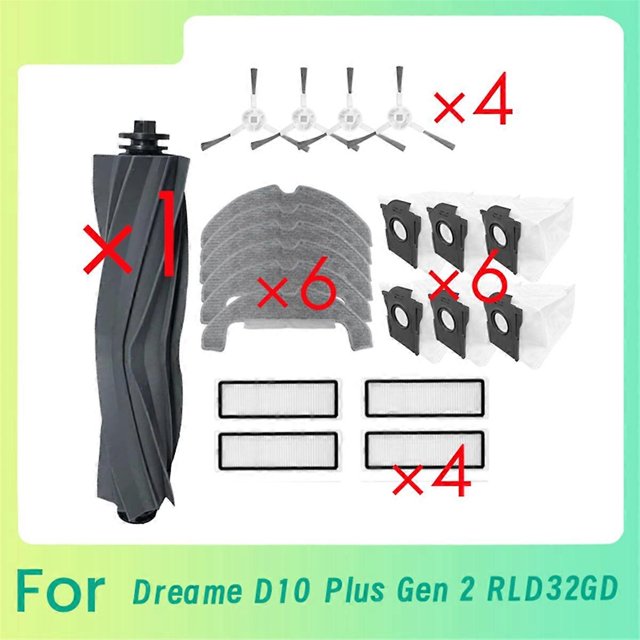 21 Pcs for D10 Plus Gen 2 RLD32GD Sweeping Robot Cleaner Parts Replacement Main Side Brush Mop Filter