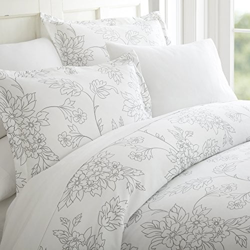 ienjoy Home 3 Piece Vines Patterned Home Collection Premium Ultra Soft Duvet Cover Set, King, Gray