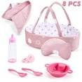 thumbnail image 1 of Enjoyin Juego de 8 accesorios para muñeca bebé, incluye biberón, chupete, manta, almohada, vajilla y moisés para muñecas de 9 a 12 pulgadas, 1 of 5