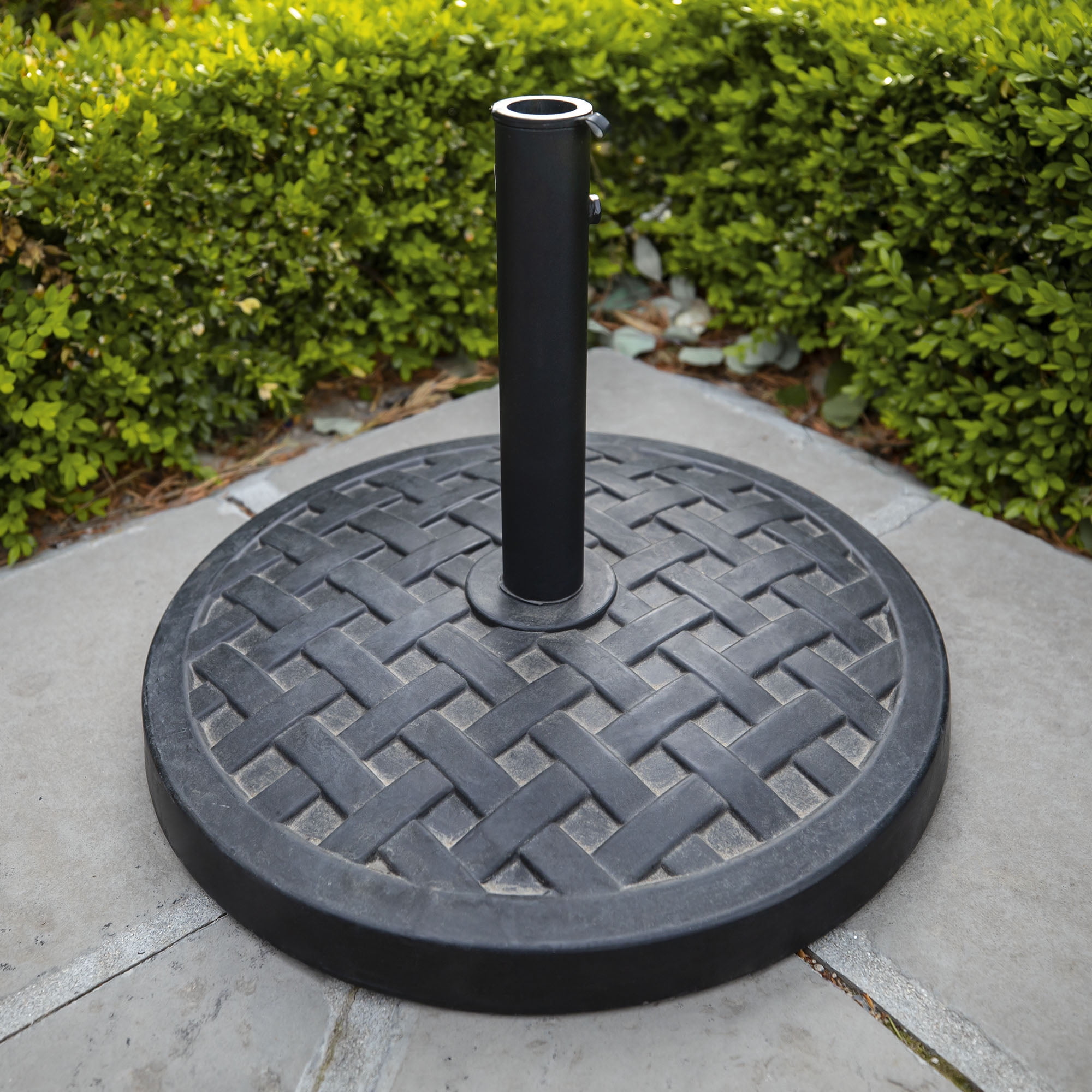 Manor Park Weaved Pattern Round Outdoor Patio Umbrella Base Black Walmart Com Walmart Com