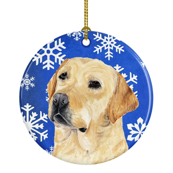Carolines Treasures SC9376-CO1 Labrador Winter Snowflakes Holiday Ceramic Ornament, Multicolor