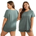 thumbnail image 6 of Fjuchai Lounge Sleepwear Set for Women Large Size 2 Piece Outfits Short Sleeve V Neck Pjs Outfit Sleepwear Soft Loungewear Set X-5XL, 6 of 8
