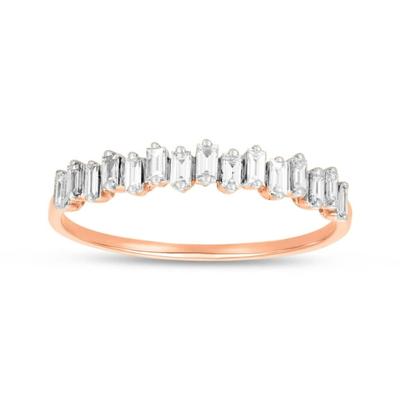 London Fine Jewelry Diamond Rings for Women, 0.30 CT Baguette Cut Real Diamond Wedding Band with 14k Solid Gold and Prong Setting, H Color, SI1-SI2 Clarity