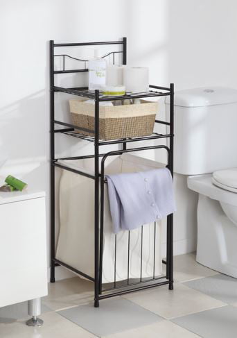 Mainstays 2-shelf Bathroom Storage Tower With Hamper Oil Rubbed Bronze W1e for sale online 