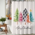 thumbnail image 4 of Colorful Christmas Tree Shower Curtain, Buffalo Plaid Xmas Trees Waterproof Fabric Shower Curtains with 12 Hooks, Bathroom Curtain Set for Bathroom Accessories Decor, 54 x 78Inches, 4 of 9