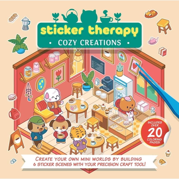 Sticker Therapy: Cozy Creations: Create Your Own Mini Worlds by Building 6 Sticker Scenes with Your Precision Craft Tool, (Paperback)