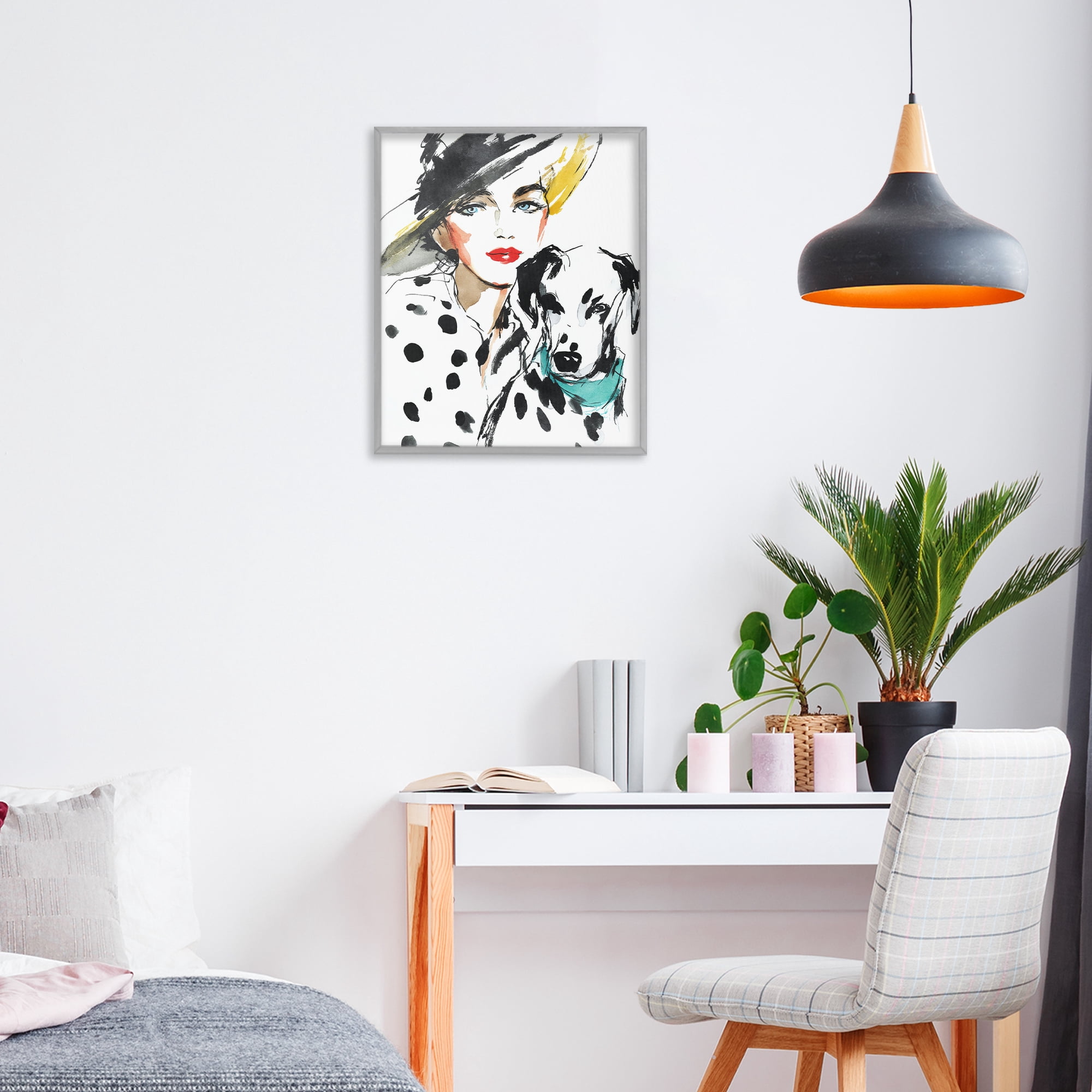 Stupell Industries Trendy Dalmatian Muse Gray Framed Giclee Art, design by Svetlana Aleynikova