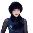 thumbnail image 2 of 2 Pcs/Set Men Winter Mongolian Hat Neck Warmer Thick Stretchy Solid Color Ear Keep Warm Daily Wear Dome Cap Outdoor Skiing Skating Headwear, 2 of 8