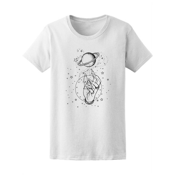 Astronomy Human Hands With Space T-Shirt Women -Image by Shutterstock, Female Small