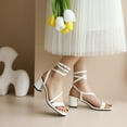 thumbnail image 2 of SACFOF Strappy Heels for Women Low Chunky Block Heel Dress Shoes Square Open Toe Ankle Strap Heeled Sandals, 2 of 3
