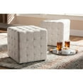thumbnail image 4 of Baxton Studio Elladio Modern and Contemporary Beige Fabric Upholstered Tufted Cube Ottoman Set of 2, 4 of 6