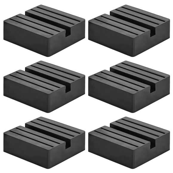 6 PCS Universal Floor Jack Rubber Pads, 2.95 x 2.95 x 0.98 Inches Anti-Slip Square Slotted Frame Jack Pads Adapter, Black Rail Pinch Weld Jacks for Car Lift
