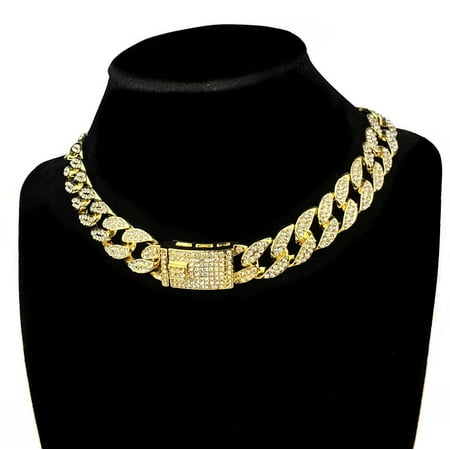 Mens Choker Iced Out Bling Magnetic Clasp 16