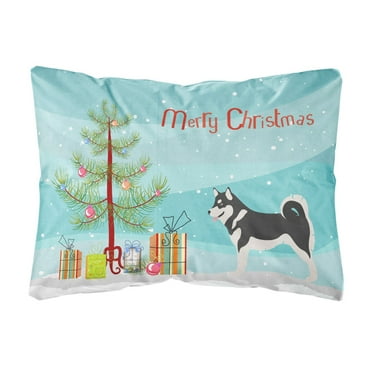 Carolines Treasures BB8486PW1216 Alaskan Malamute Christmas Canvas Fabric Decorative Pillow, 12H x16W, multicolor