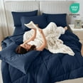 thumbnail image 5 of Full Size Comforter Sets, 7 Pieces Bed in a Bag Full, Complete Bedding Set Includes Comforter, Flat Sheet, Fitted Sheet, Pillowcases and Pillow Shams, Navy, 5 of 17