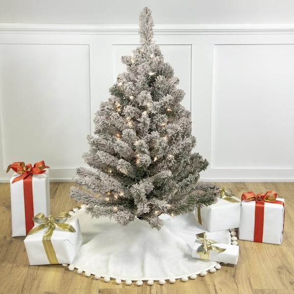 Northlight Pre-Lit Medium Heavily Flocked Madison Pine Artificial Christmas Tree - 3' - Clear Lights